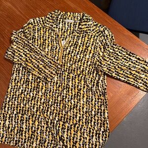 Women’s Top Pullover Collar 3/4 Sleeve Viscose/Spandex Yellow-gray Size 10 (40)